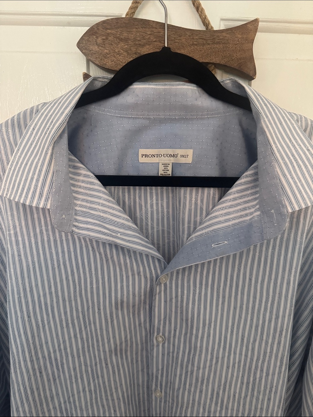 Pronto Uomo Blue and White Striped Dress Shirt